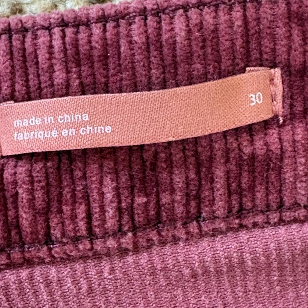 Pilcro Anthropologie Icon Corduroy Pants Women's Size 30 Burgundy Wine Stretch - Picture 8 of 16